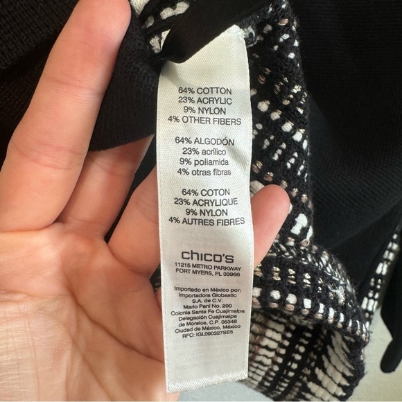 NWT Chico's Women's M Textured Striped Cardigan Sweater Blazer Button Boho - Picture 8 of 9